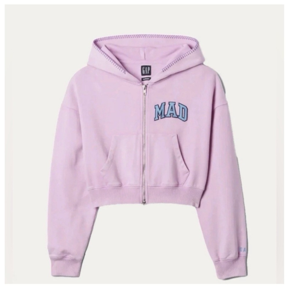 Madhappy x Gap Collab Lavender Cropped Logo Zip Hoodie